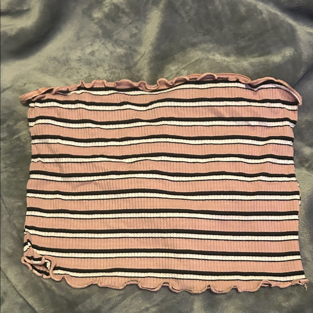 Ambiance Pink and Black Striped Crop Top